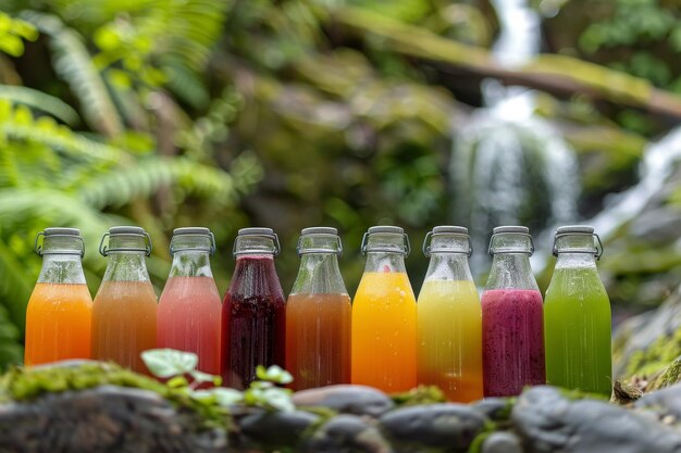 Foto rainbow detox juice flessen