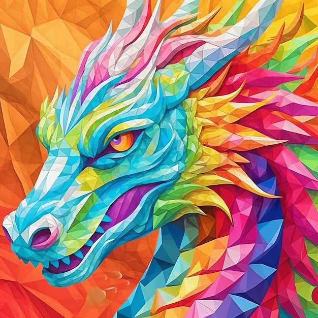 rainbow dragon portrait Generative AI