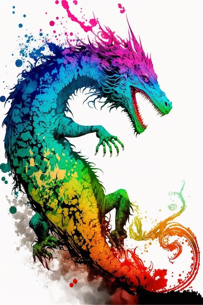 A rainbow dragon with a big mouth and a big mouth.