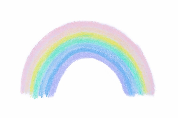 A rainbow drawn in chalk and isolated on a white background