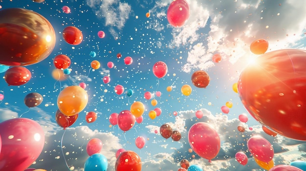 Rainbow Dreams A Symphony of Floating Balloons Generative AI