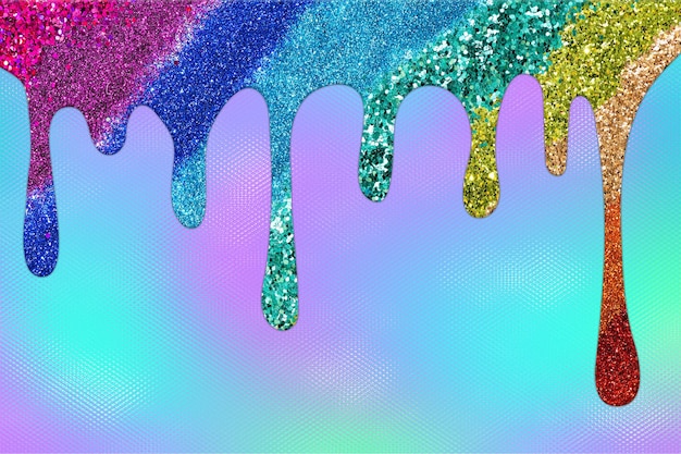 Photo rainbow dripping glitter background dripping glitter background