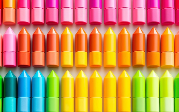 Rainbow Essentials Array of Various Highlighters on white background