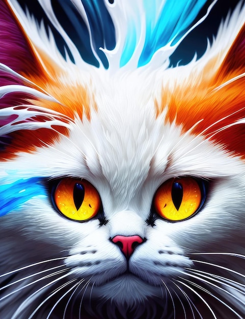 Rainbow fantastic cat Generative AI