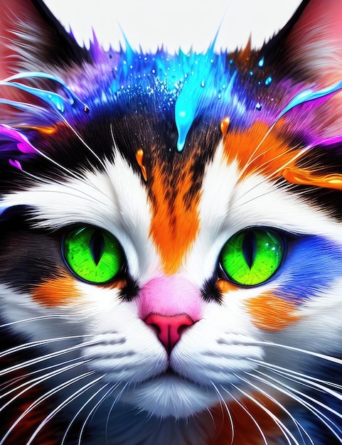 Rainbow fantastic cat Generative AI