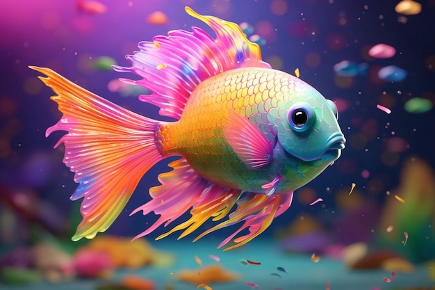 Rainbow fish in colorful schools