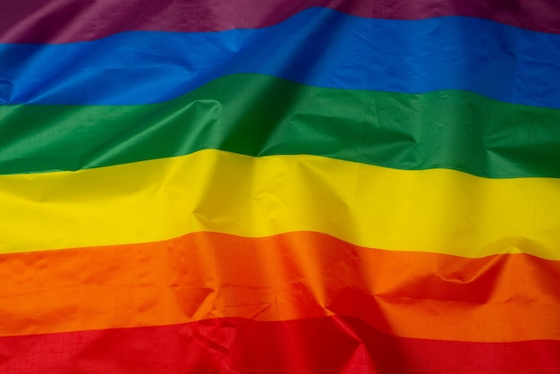 Rainbow flag as a background. Top view. LGBT flag.