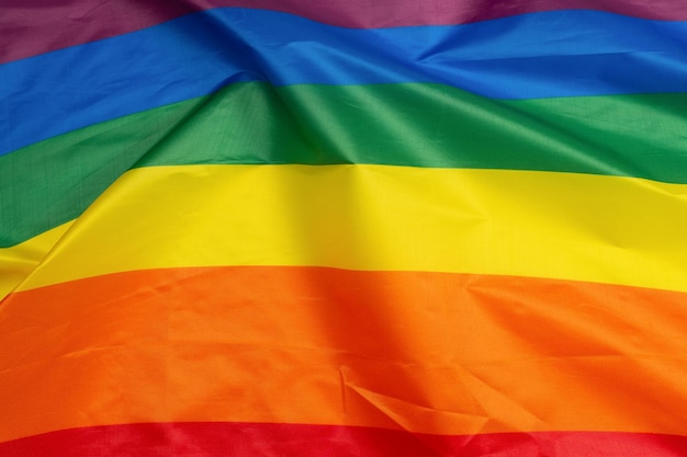 Rainbow flag as a background Top view