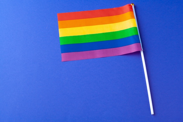 rainbow flag on blue background