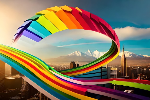 rainbow flag in the city