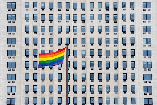 The rainbow flag, commonly known as the gay pride flag or LGBTQ pride flag