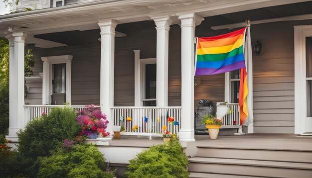 rainbow flag on a house