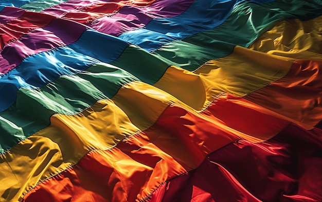 a rainbow flag is displayed on a table