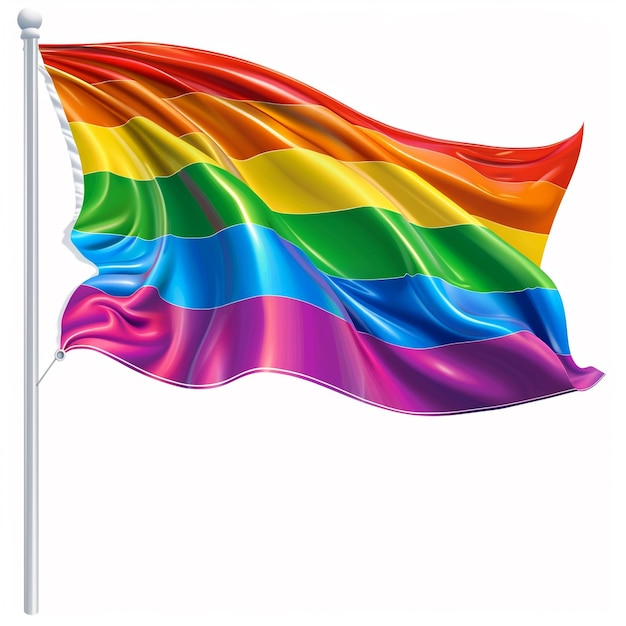 Foto una bandiera arcobaleno sta volando di fronte a uno sfondo bianco