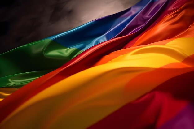 Photo a rainbow flag is waving in the wind.