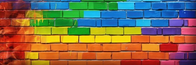 Photo a rainbow flag painted onto a brick wall