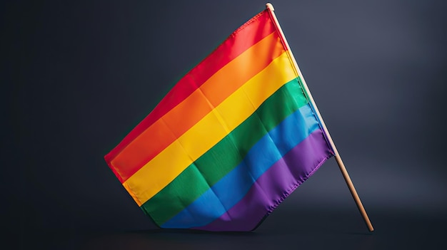 A rainbow flag with the word pride on it