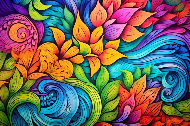 Rainbow floral artwork background