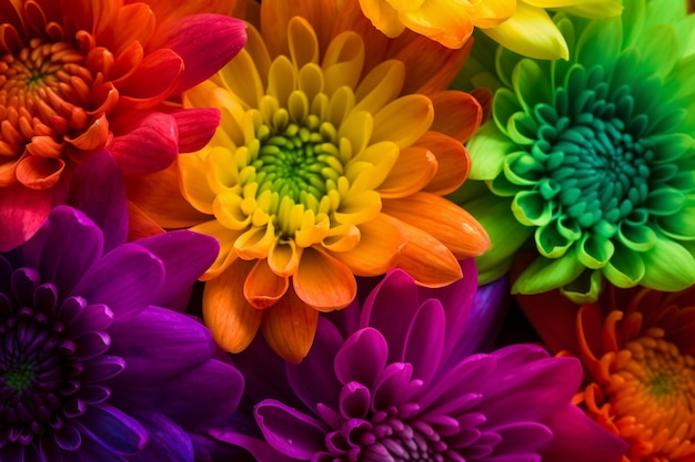 A rainbow of flowers that is from the company of flowers.