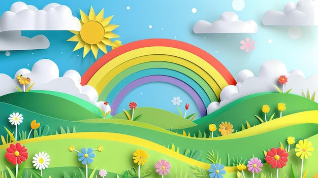 Rainbow and Flowers