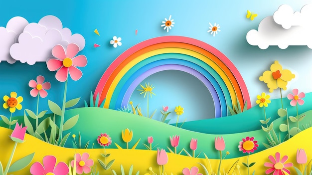 Rainbow and Flowers