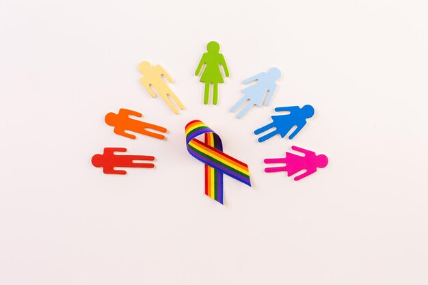 Photo rainbow gay pride male nad female cutouts on a white background.