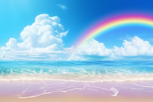 静かな海辺の壁紙に彩虹を飾る