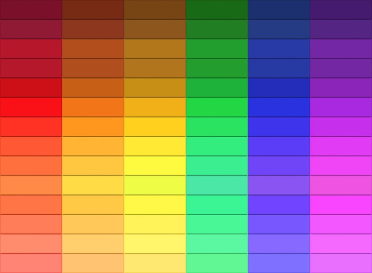 Photo rainbow gradient colorful rectangular shape brick tiles wall background.