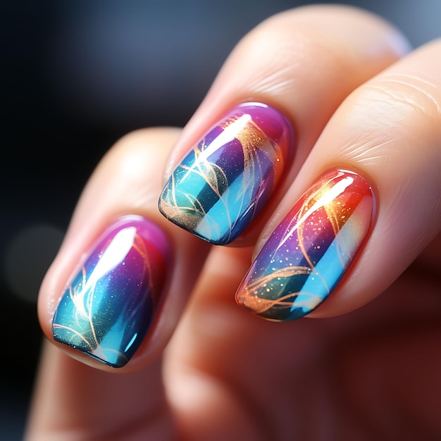 Metallic Gradient Nail Art - Peel Off Nail Polish Barrier | BeautyBigBang