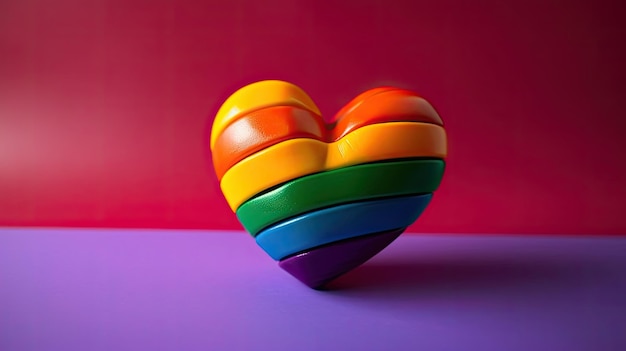 A rainbow heart shaped object