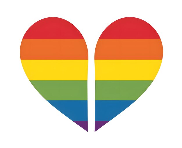 Rainbow Heart Split in Half on White Background Happy Pride Month Concept