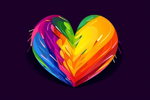 Photo a rainbow heart with a black background and the word love on it.