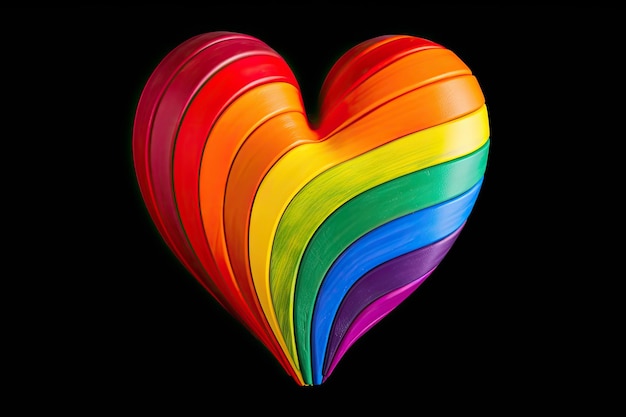 A rainbow heart with the colors of the rainbow.