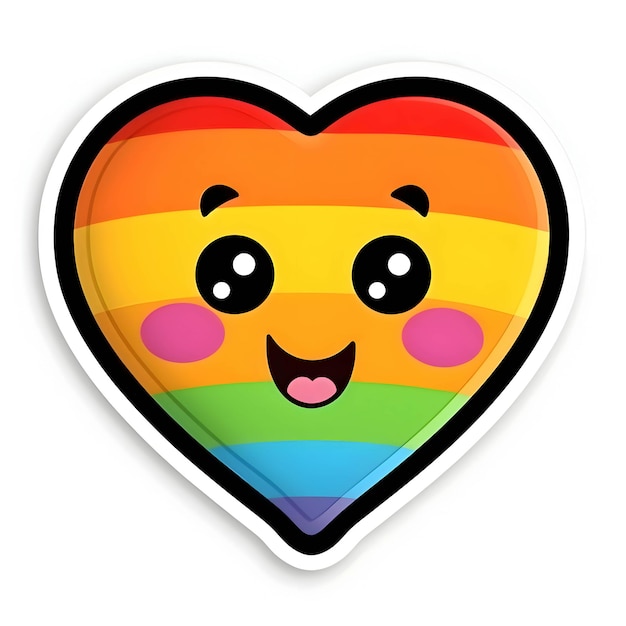Rainbow heart with a smile as a sticker
