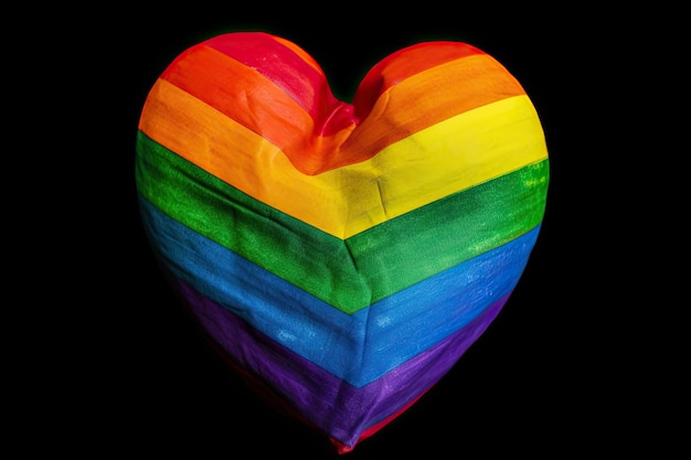 A rainbow heart with the word love on it