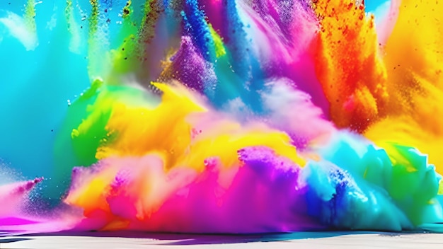 Rainbow holi paint powder explosion background generative ai