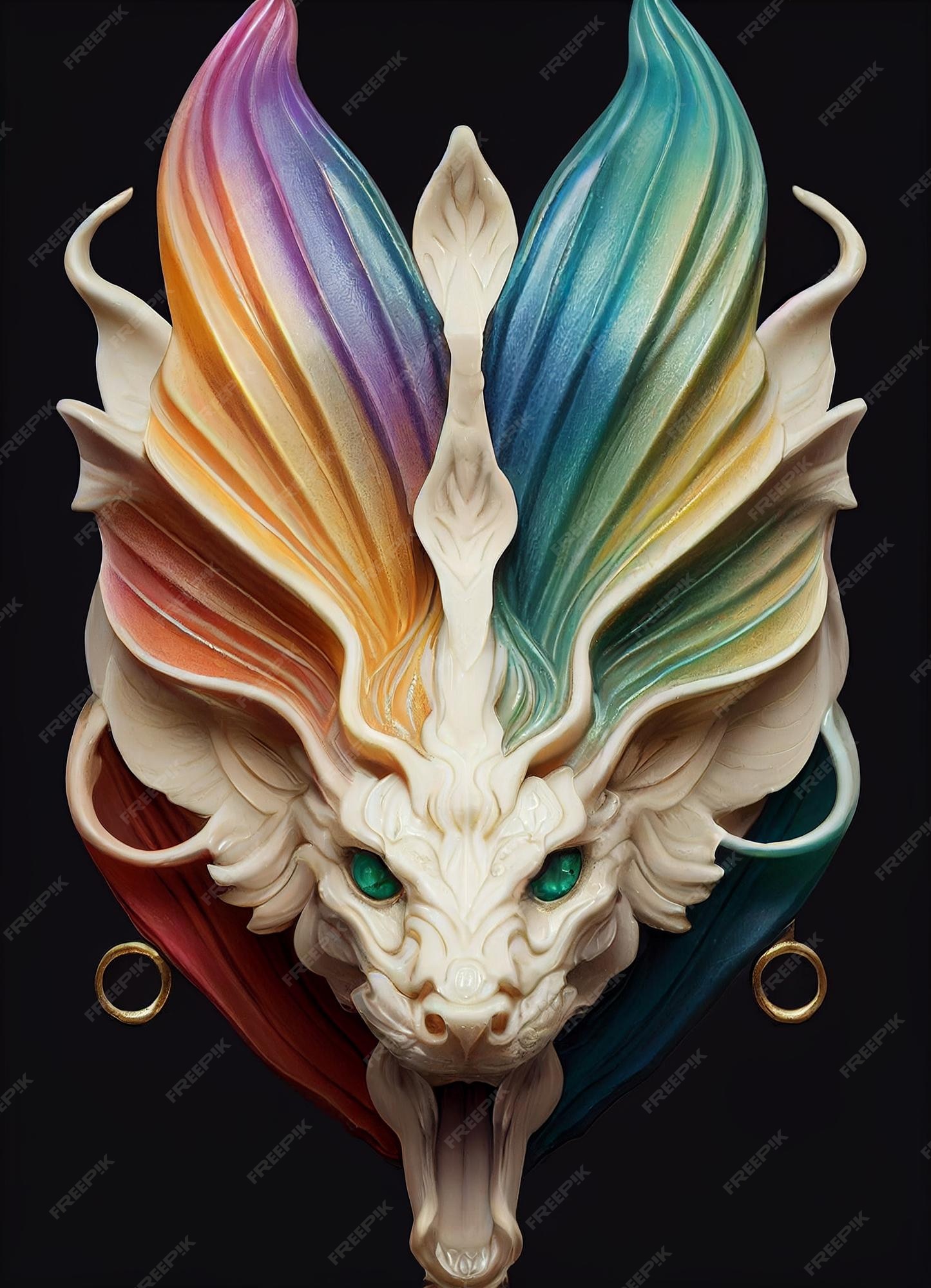 Premium Photo  Rainbow jade dragon head sculpture