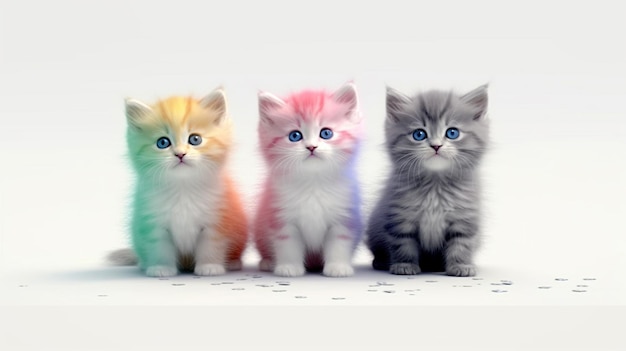 Радужные котята гиперреалистичная графика openart greg иллюстрация изображение AI созданное искусство