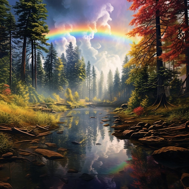 Rainbow Lake in the Heart of the Forest