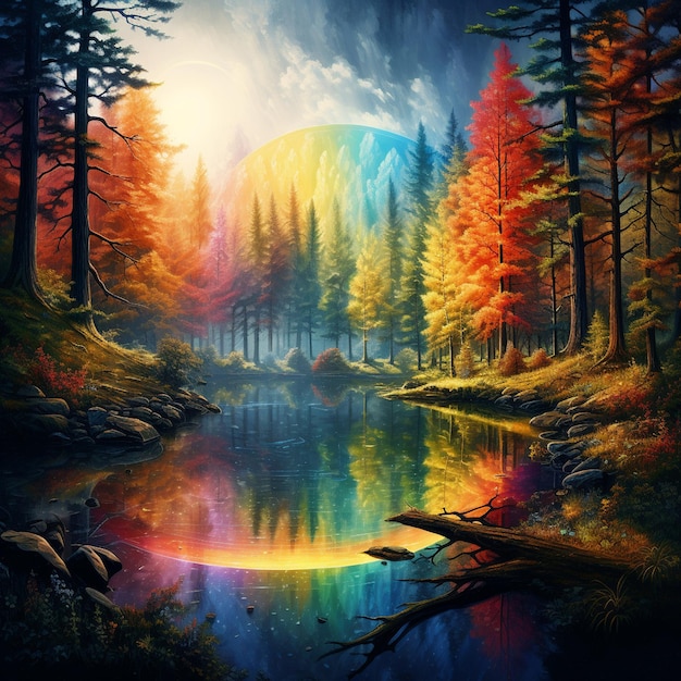 Rainbow Lake in the Heart of the Forest