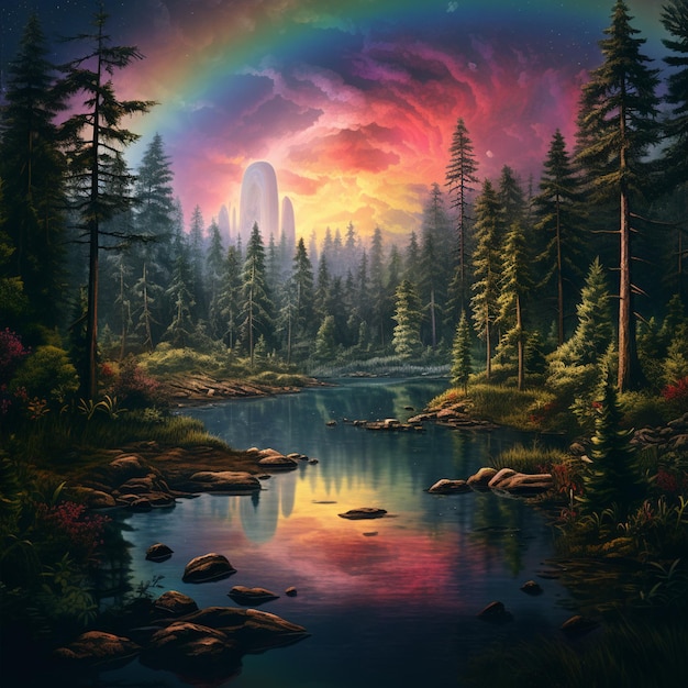 Rainbow Lake in the Heart of the Forest