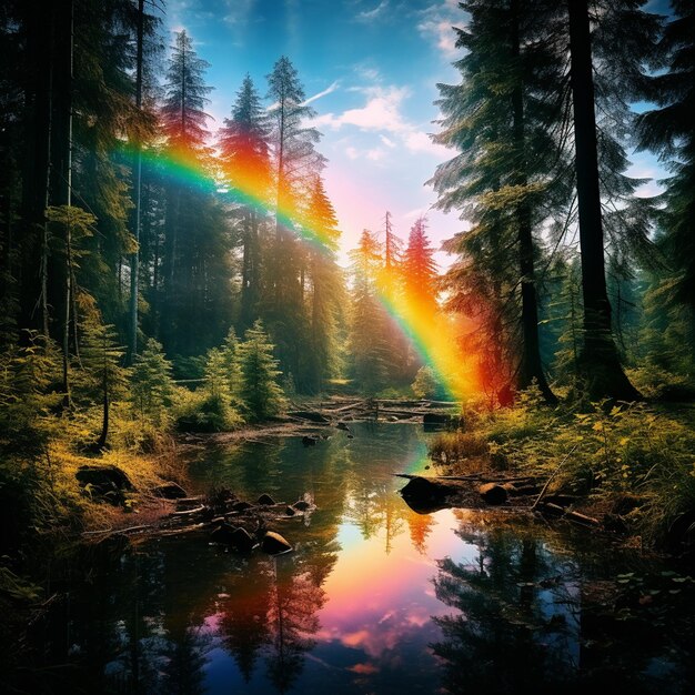 Rainbow Lake in the Heart of the Forest