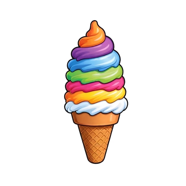 Foto cone di gelato a strati arcobaleno