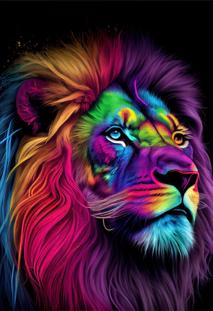 Rainbow Lion hoofd print ai renderen