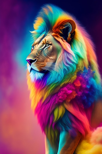 A rainbow lion is a symbol of strength and pride.