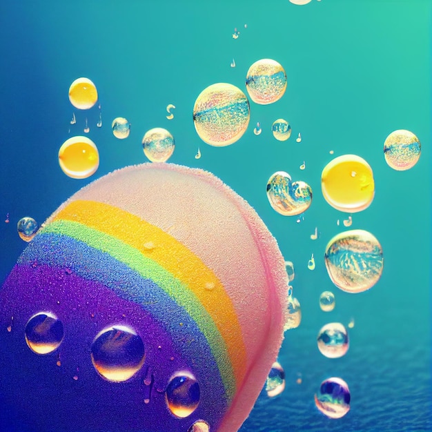 Rainbow liquid ,bubble shiny,macro photography