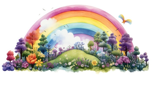 Photo rainbow magical water color illustration