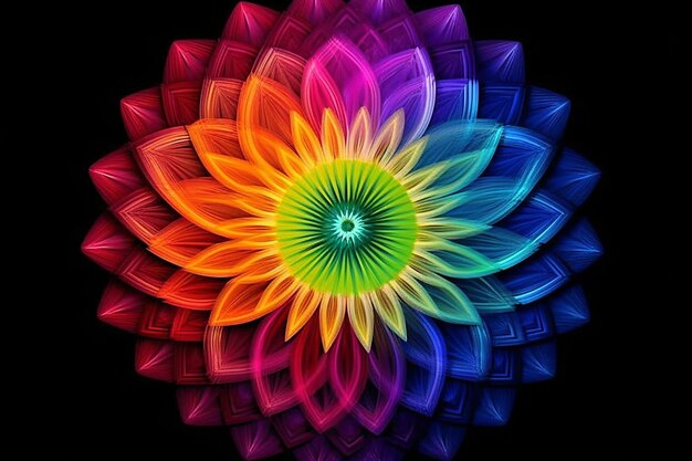 Rainbow Mandala Art Stylized Elegance