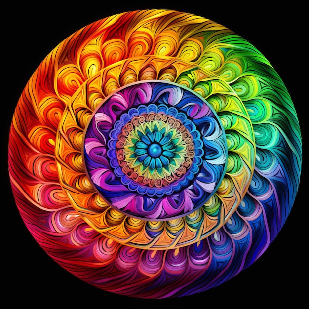 Rainbow Mandala in a Vibrant Spectrum of Color