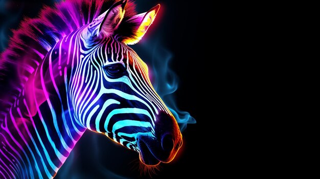 Photo rainbow mom zebra and baby zebra ai generated